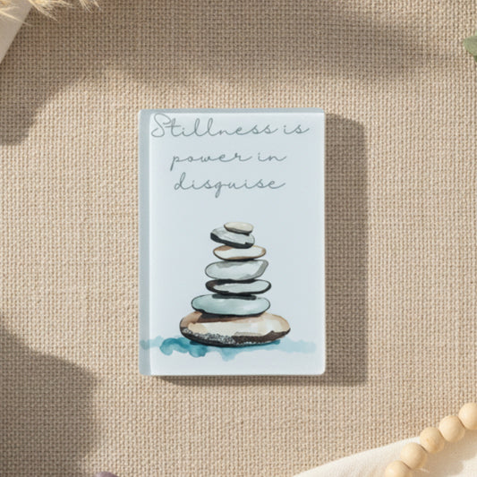 Stillness In Disguise Glass Magnet – Stacking Stones Design