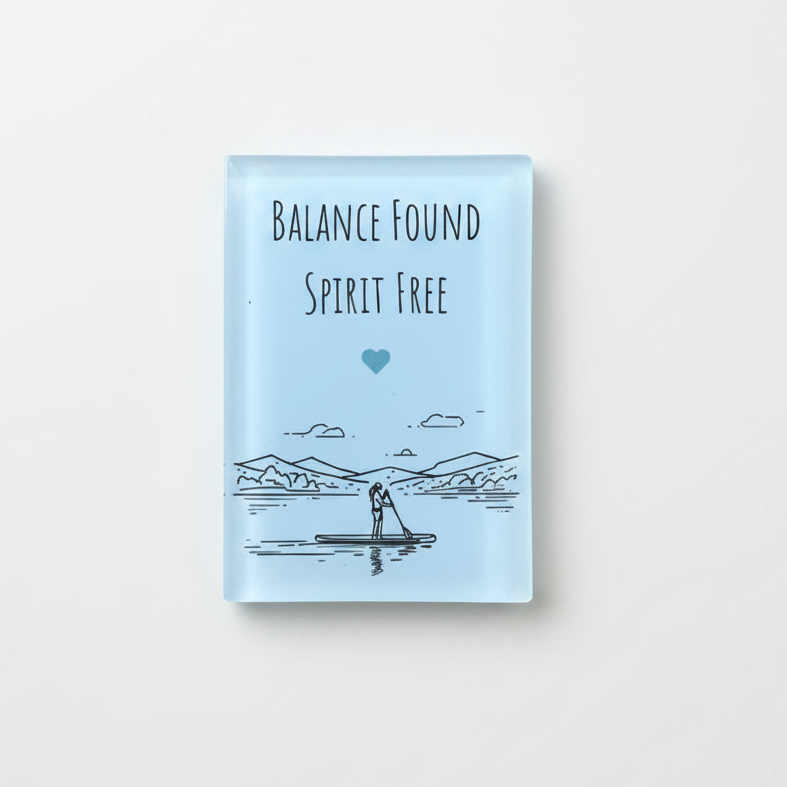 Balance Found Spirit Free Glass Magnet – Line Art Paddleboarding