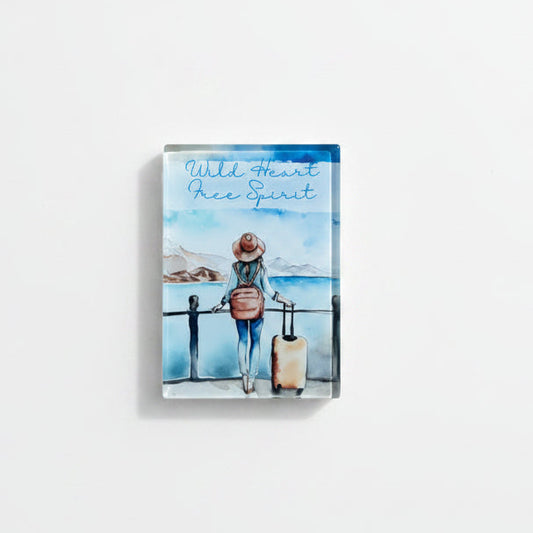 Wild Heart Free Spirit Glass Magnet – Female Watercolour Wanderlust