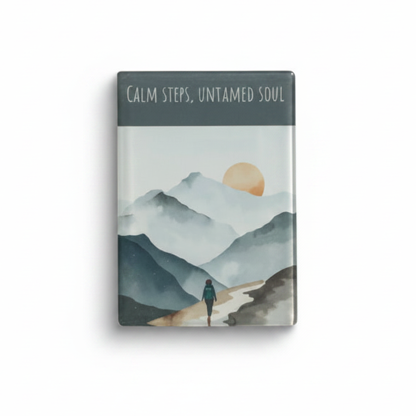 Calm Steps Untamed Soul Glass Magnet – Hiking Inspired Design