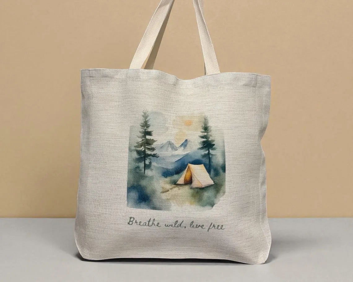 Breathe Wild, Live Free Tote Bag – Watercolour Nature Design