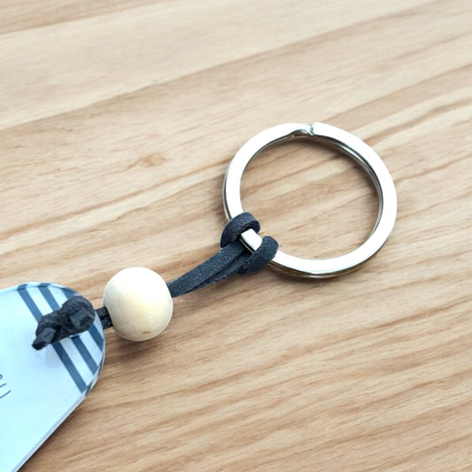 Each Breath Is A Reset Keyring – Retro Motel Style Boho Keychain with Male Yoga Pose Design, Gift for Yoga & Mindfulness Lovers