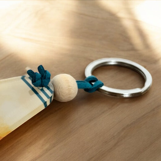 Sun Sea Soul Boho Keyring – Retro Motel Style Acrylic Keychain with Sunset & Ocean Design, Wanderlust Gift for Free Spirits