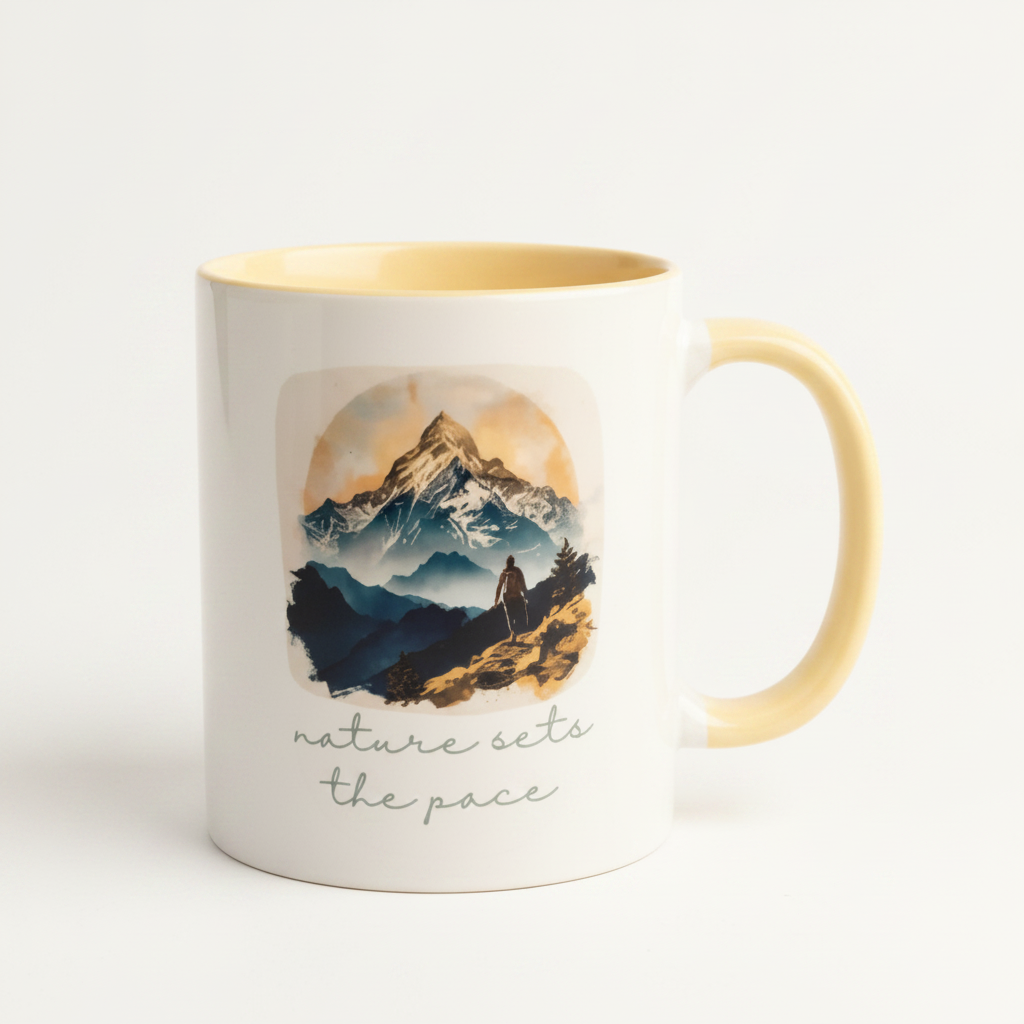 Nature Sets The Pace Ceramic Mug – Rugged Mountain Hiking Design