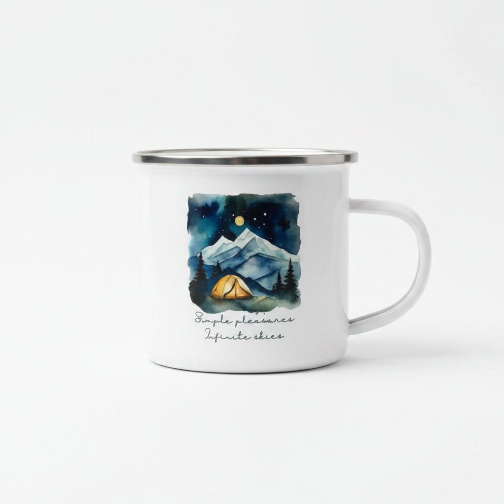 Simple Pleasures Enamel Mug – 12oz Infinite Skies Camping Mug