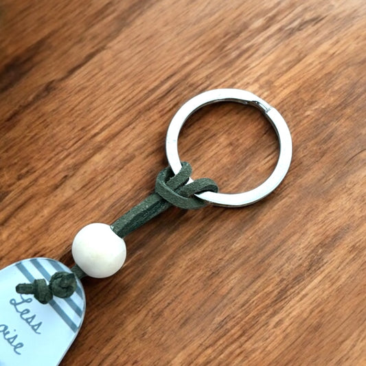 Less Noise, More Nature Keyring – Retro Motel Style Boho Keychain with Watercolour Nature Design, Gift for Outdoor & Nature Lovers