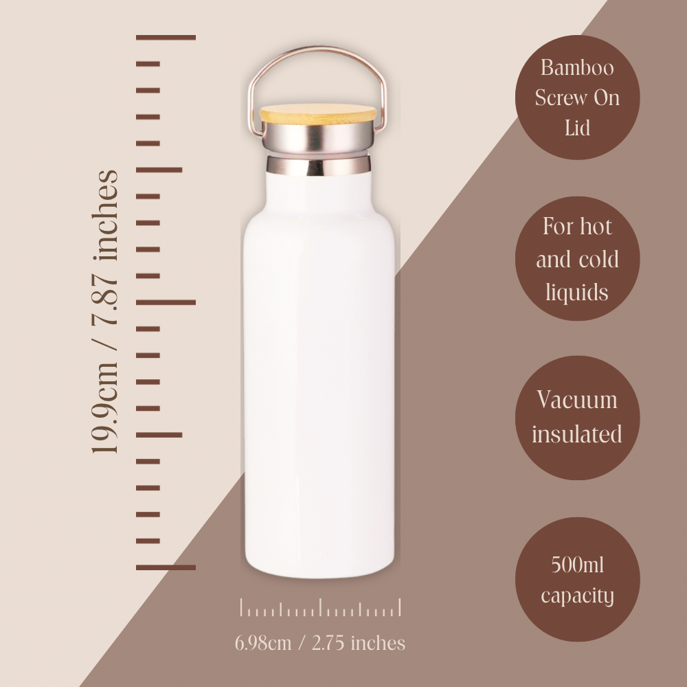 Balance Found Spirit Free Metal Water Bottle – 500ml Stainless Steel Insulated Flask with Line Art Paddleboarder Design