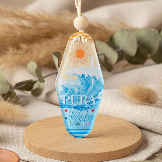 Pura Vida Boho Motel Style Acrylic Keyring – Sun & Sea Design