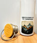 Adventure Is My Compass Metal Water Bottle – 500ml Insulated Stainless Steel Flask with Mountain Design