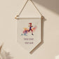 Female Runner Stride Steady, Spirit Calm Quote – Boho Home Décor, Running Inspiration Linen Wall Hanging
