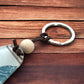 Adventure Is My Compass Keyring – Retro Motel Style Boho Keychain with Rugged Layered Mountains Design, Gift for Outdoor Lovers