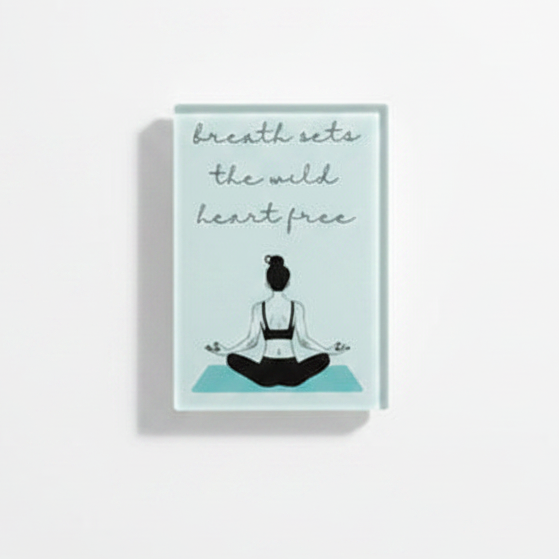 Breathe Sets The Wild Heart Free Glass Magnet – Female Yoga Pose Art