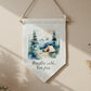 Breathe Wild, Live Free Quote Linen Wall Hanging with Watercolour Forest and Mountains – Boho Home Décor Camping Wall Art