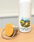 Nature Sets the Pace Metal Water Bottle – 500ml Stainless Steel Insulated Flask with Watercolour Mountain Biking Design