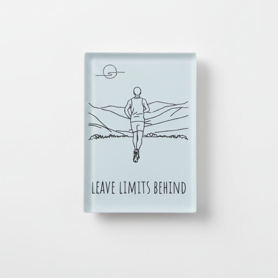 Leave Limits Behind Glass Magnet – Male Runner Line Art
