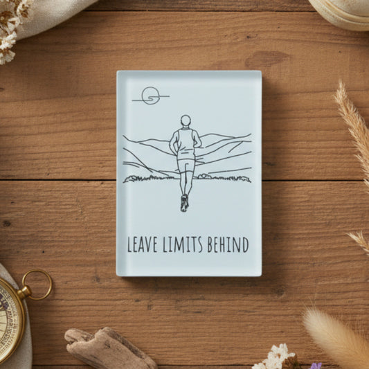 Leave Limits Behind Glass Magnet – Male Runner Line Art