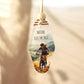 Nature Sets The Pace Keyring – Retro Motel Style Boho Keychain with Watercolour Female Mountain Biker Design, Gift for Cyclists & Outdoor Lovers