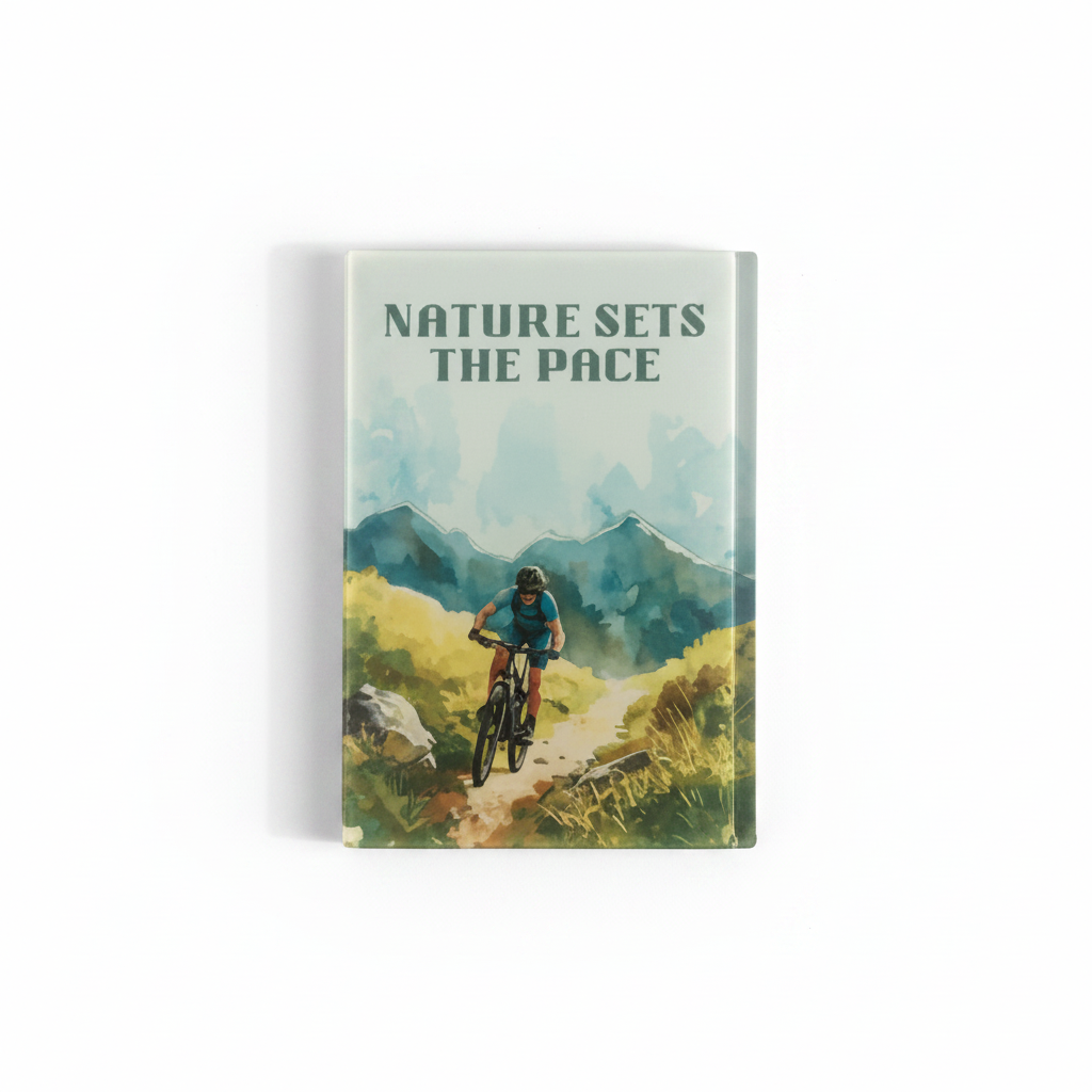 Nature Sets The Pace Glass Magnet – Watercolour Mountain Biking
