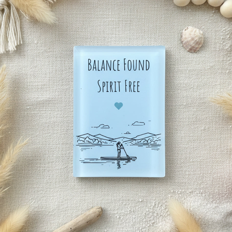 Balance Found Spirit Free Glass Magnet – Line Art Paddleboarding