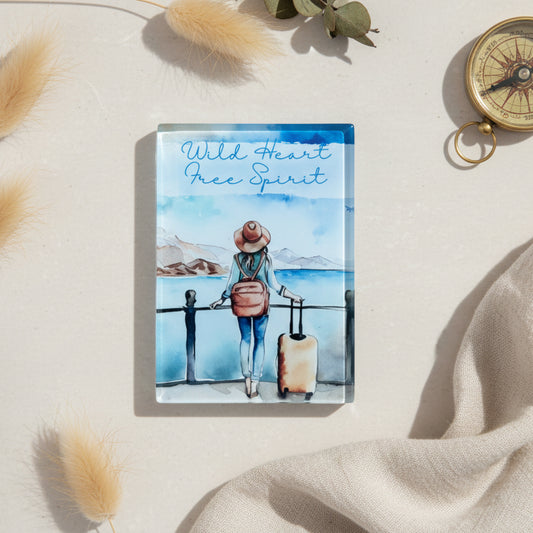 Wild Heart Free Spirit Glass Magnet – Female Watercolour Wanderlust