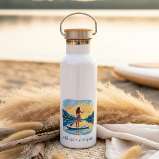 Wild Heart Free Spirit Female Paddleboarding Metal Water Bottle / Flask – 500ml Adventure Bottle