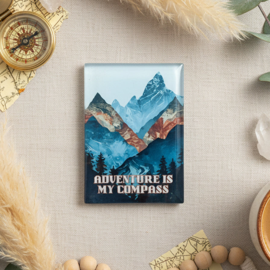 Adventure Is My Compass Glass Magnet – Wanderlust Inspired Design