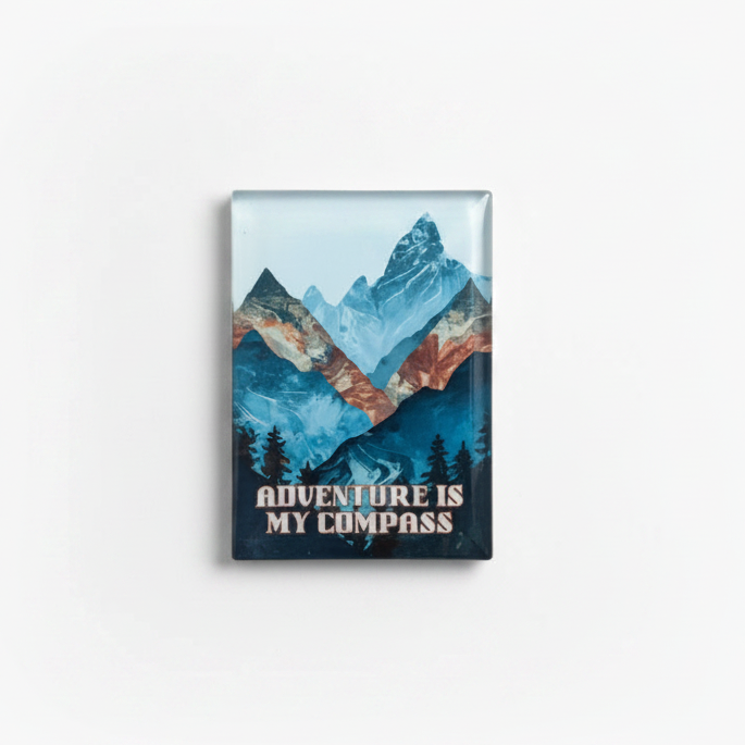 Adventure Is My Compass Glass Magnet – Wanderlust Inspired Design
