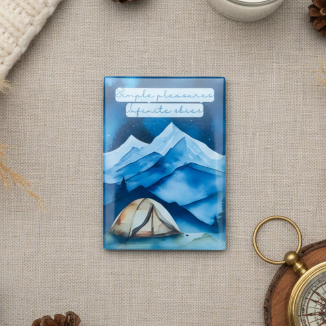 Simple Pleasures Infinite Skies Glass Magnet – Night-Time Camping Design