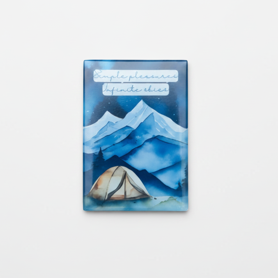 Simple Pleasures Infinite Skies Glass Magnet – Night-Time Camping Design