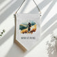 Nature Sets the Pace Quote with Watercolour Female Mountain Biker Linen Wall Hanging – Boho Home Décor Adventure Gift