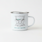 Dunes and Daydreams Enamel Mug – Vanlife Line Art Beach Scene Camping Coffee Cup