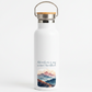 Adventure Is My Second Heartbeat Metal Water Bottle – 500ml Stainless Steel Insulated Flask with Pastel Mountain & Hiking Path Design