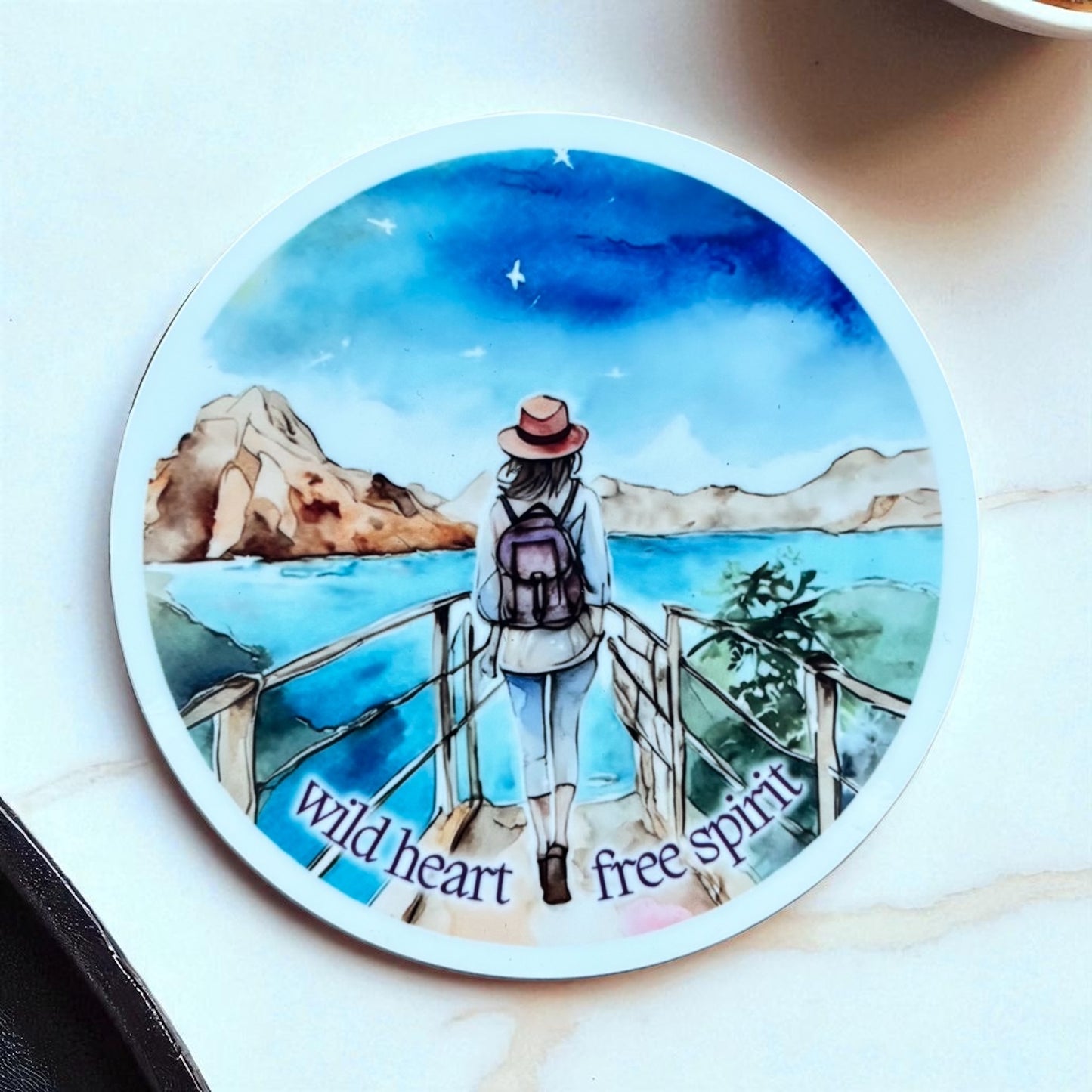 Wild Heart Free Spirit Round Wooden Coaster – Adventure Inspired Watercolour Design - Three Designs Available