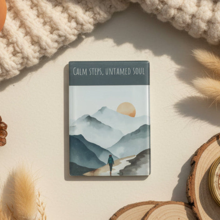 Calm Steps Untamed Soul Glass Magnet – Hiking Inspired Design
