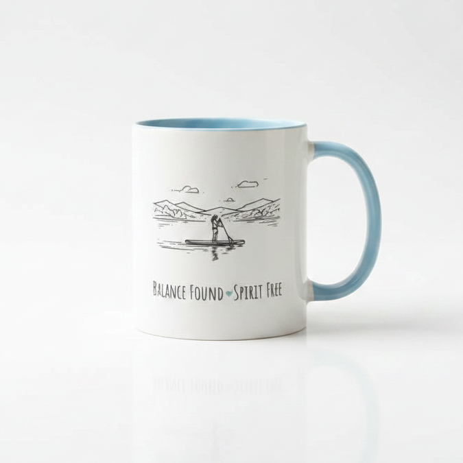 Balance Found Spirit Free Ceramic Mug – Paddleboard Design