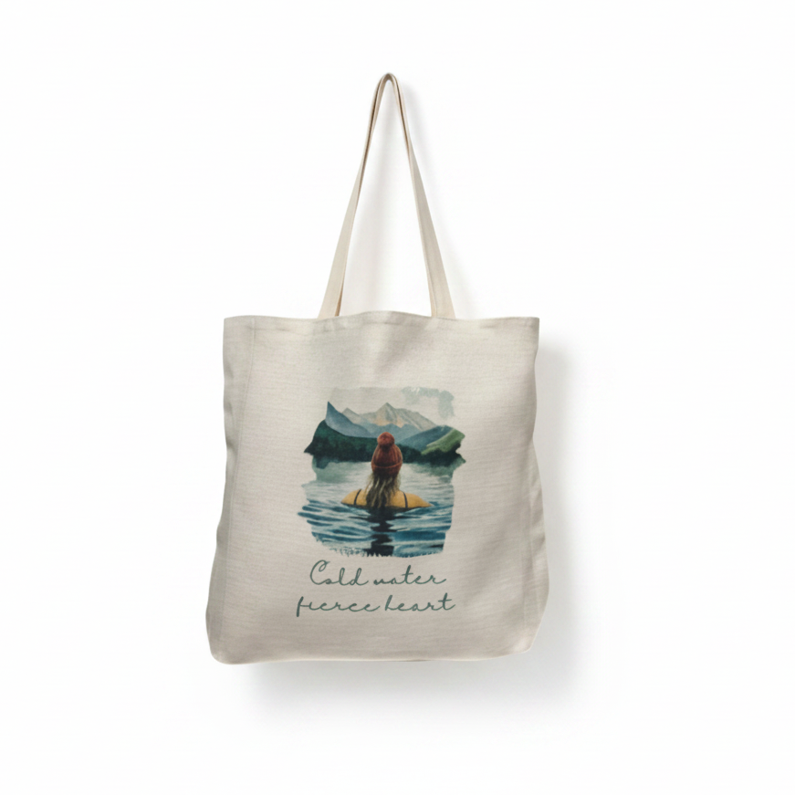 Cold Water Fierce Heart Tote Bag – Wild Female Blonde Hair Swimmer Design