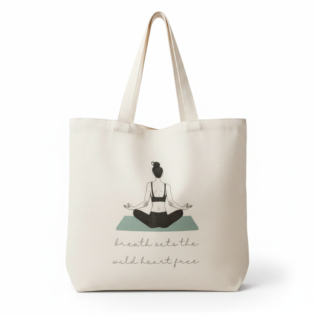 Breath Sets The Wild Heart Free Tote Bag – Female Yoga Pose Design