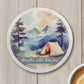 Breathe Wild, Live Free Round Coaster – Watercolour Nature & Camping Design | Boho Adventure Décor
