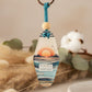 Sun Sea Serenity Boho Keyring – Retro Motel Style Acrylic Keychain with Wooden Bead & Faux Suede Cord, Wanderlust Gift for Free Spirits