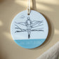Leave Limits Behind Ceramic Hanging Ornament – Line Art Male Runner Outdoors | Boho Active Lifestyle Décor