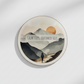 Calm Steps, Untamed Soul Round Coaster – Watercolour Mountain Hiking Design | Wild Heart Free Spirit Décor