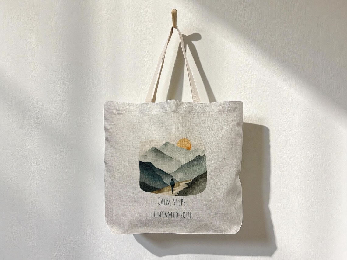 Calm Steps Untamed Soul Tote Bag – Watercolour Hills Design