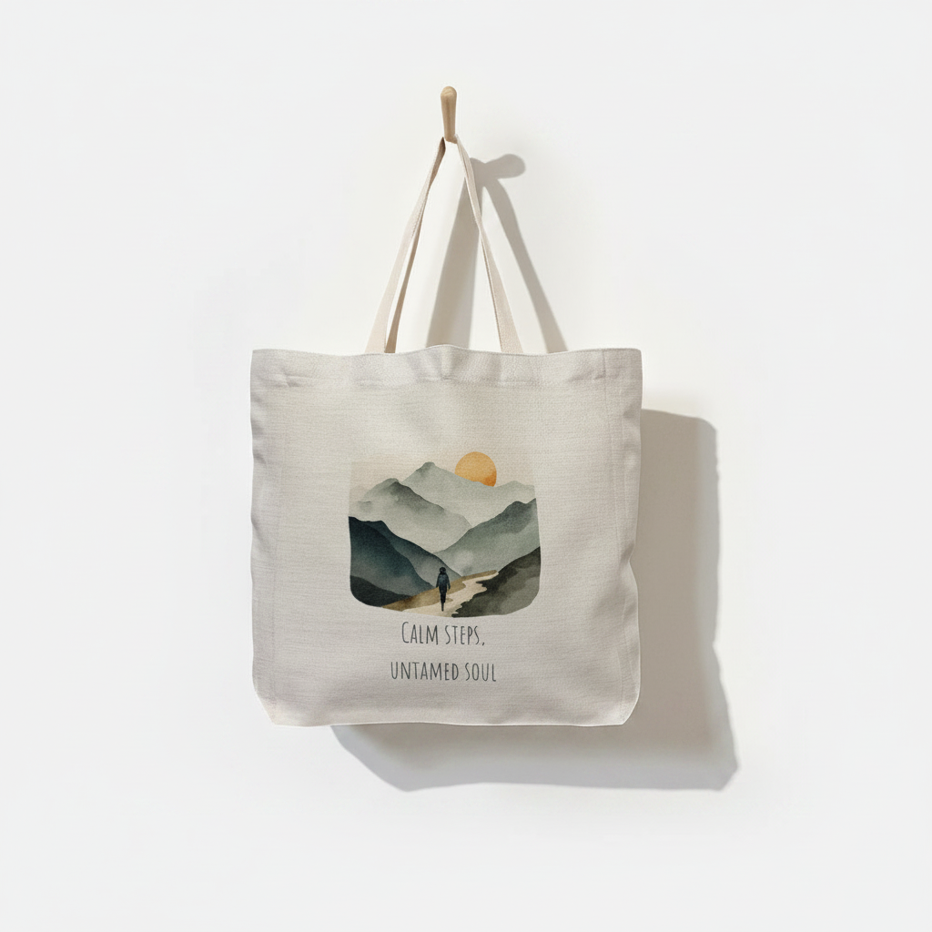 Calm Steps Untamed Soul Tote Bag – Watercolour Hills Design