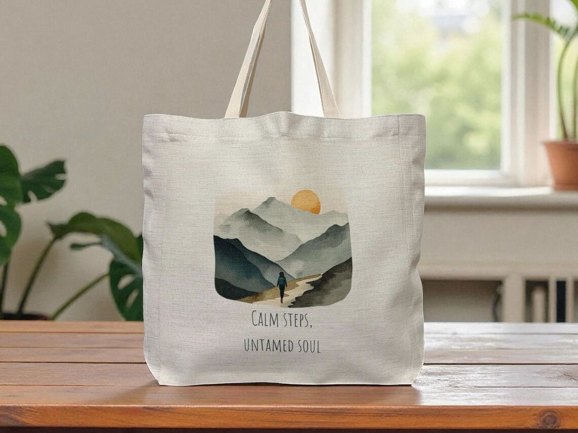 Calm Steps Untamed Soul Tote Bag – Watercolour Hills Design