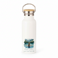Cold Water Fierce Heart Metal Water Bottle – 500ml Stainless Steel Insulated Flask with Wild Swimming Design of Brunette in Bobble Hat