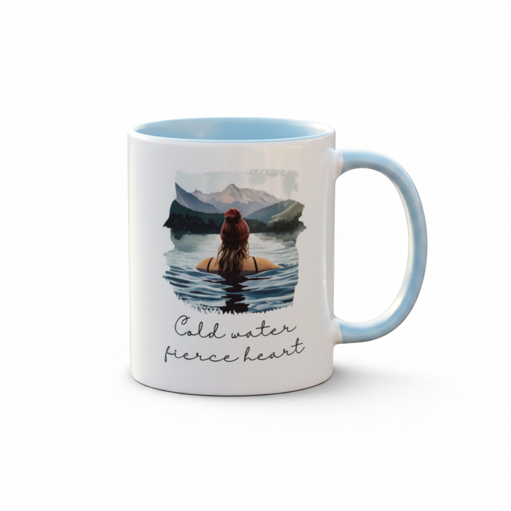 Cold Water Swimming Mug – Cold Water Fierce Heart - Blonde Hair Design