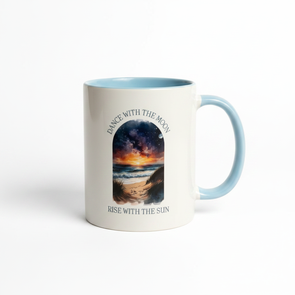 Dance With The Moon Rise Ceramic Mug – Ocean Sunrise Design