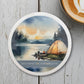 Disconnect, Camp, Breathe Round Coaster – Watercolour Camping in Nature Design | Outdoor Adventure Décor