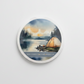 Disconnect, Camp, Breathe Round Coaster – Watercolour Camping in Nature Design | Outdoor Adventure Décor