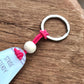 Stride Steady, Spirit Calm Keyring – Retro Motel Style Boho Keychain with Female Rainbow Watercolour Runner Design, Gift for Runners & Outdoor Lovers